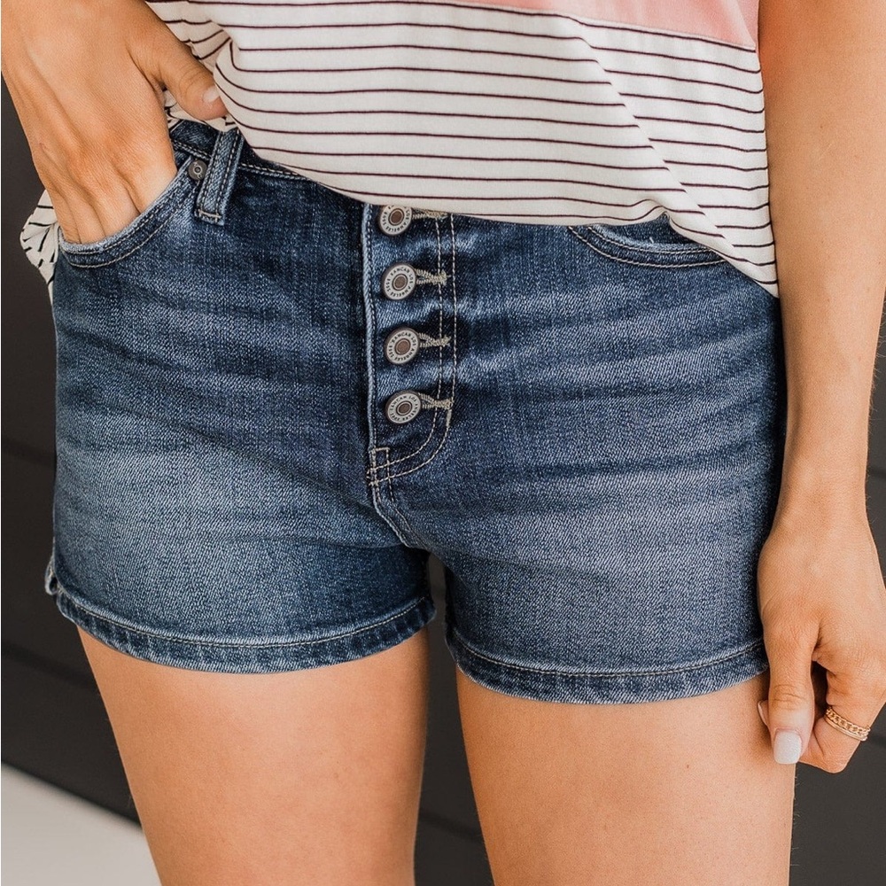 KanCan Blue Jean Shorts Mid-Rise Button Fly